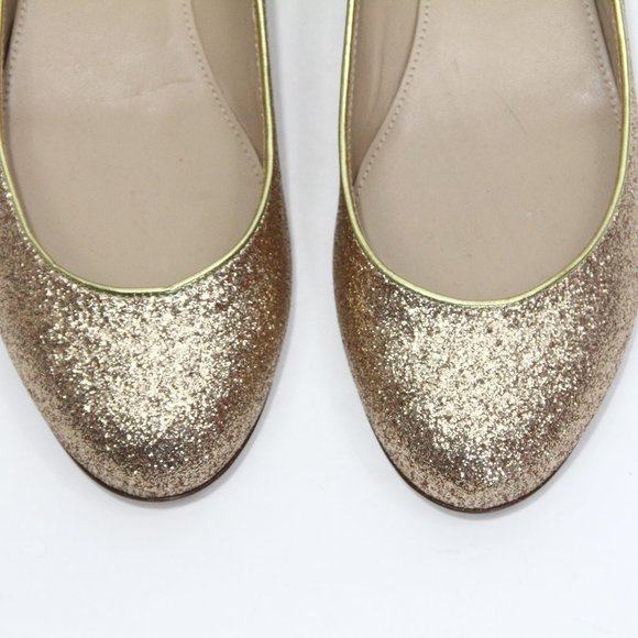 J Crew Janey Glitter Ballet Flats sz 9 NEW Gold - Picture 5 of 8